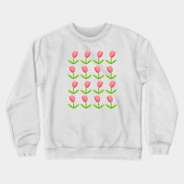 Smiley Flowers Pattern Crewneck Sweatshirt by lisanisafazrin